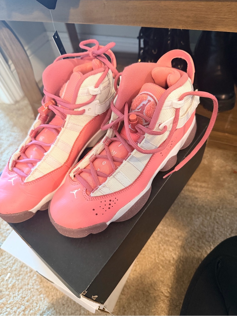 Nike Kids Pink and White High-Top Sneakers